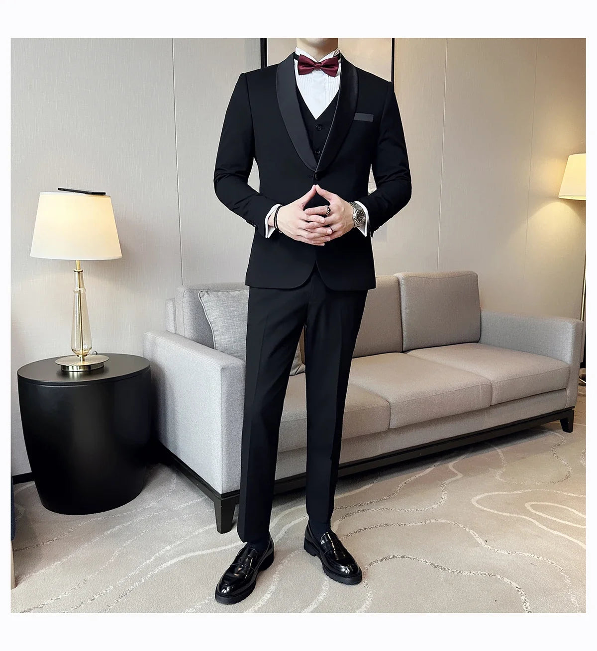 Plus Size 6XL 5XL Men Formal Business Suit 3 Set Pieces Classic Slim Fit Business Suits Sets Autumn Men Wedding Party Tuxedo
