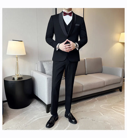 Plus Size 6XL 5XL Men Formal Business Suit 3 Set Pieces Classic Slim Fit Business Suits Sets Autumn Men Wedding Party Tuxedo