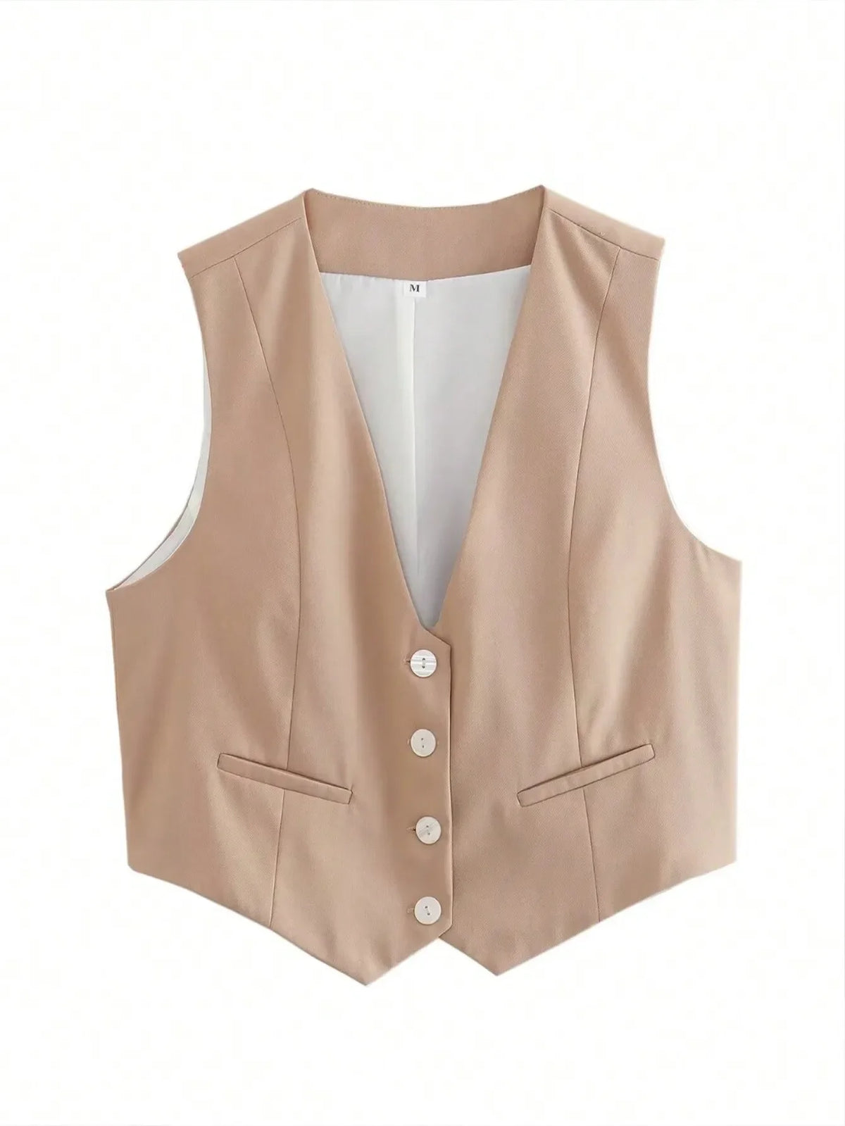 Fashion Women Vest Sleeveless Vests for Women Chic V-Neck Single-Breasted Ladies Elegant White Waistcoat Tops