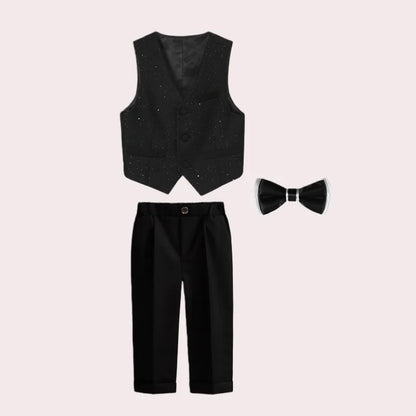 Flower Boys Wedding Suit Set Children's Piano Performance Costume Kids Blazer Vest Pants Bowtie Brooch 5Pieces Clothes Set