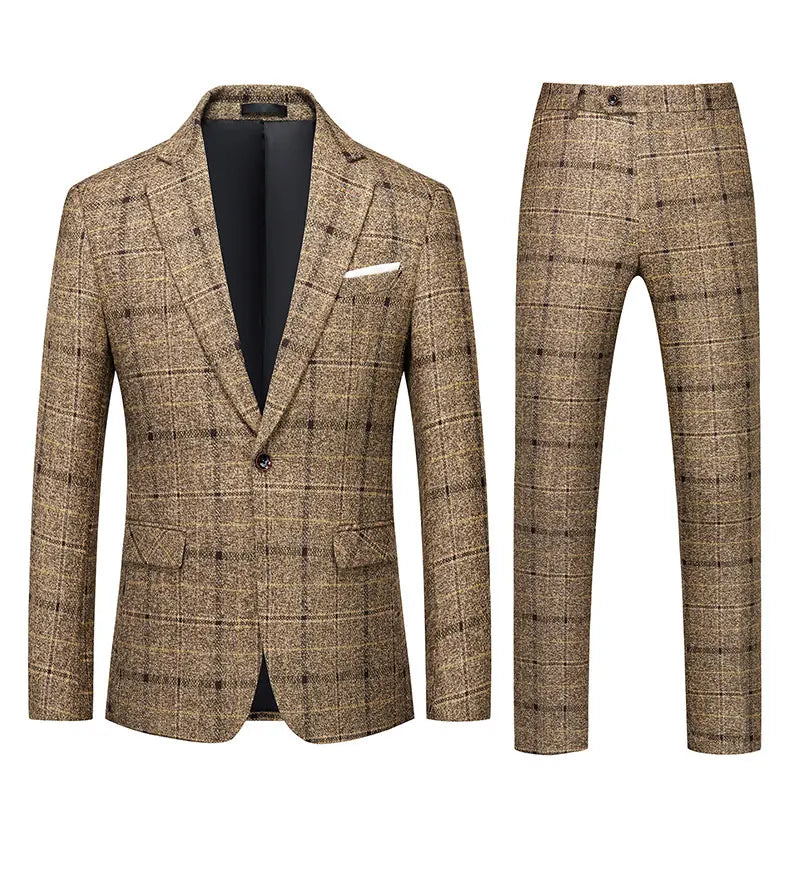 Men's 2025 Three-piece Suit Set One Button Fashion Wedding Business Casual Work Formal Vest Trousers M-5XL