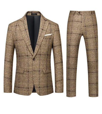 Men's 2025 Three-piece Suit Set One Button Fashion Wedding Business Casual Work Formal Vest Trousers M-5XL