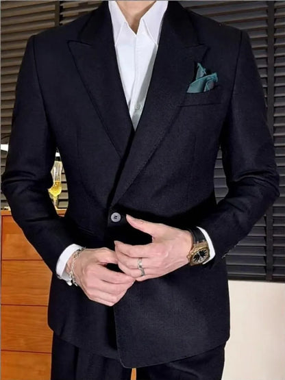 Business Mens Banquet Wedding Suits Set Italian Style Single Button Classic Slim Male Blazers Suit Pant Two-Piece Set Outfits