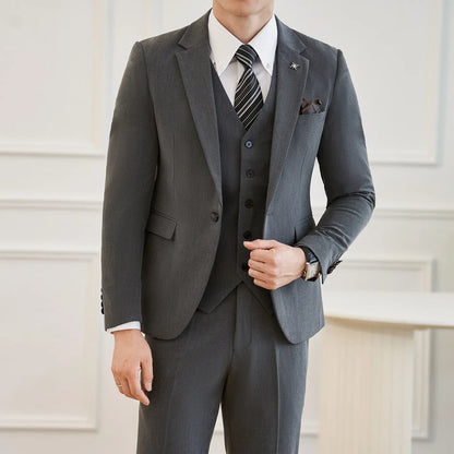 High Quality Elegant Single-Breasted Men Suit Fashion ltalian Style Slim High-end Business Groom Wedding Party Tuxedo 3/2 Pieces