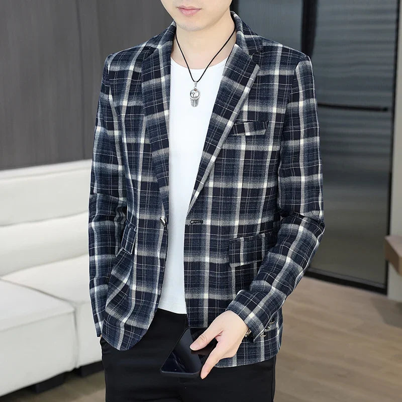Men's Smart Casual Blazer Single Breasted Regular Fit Spring Autumn