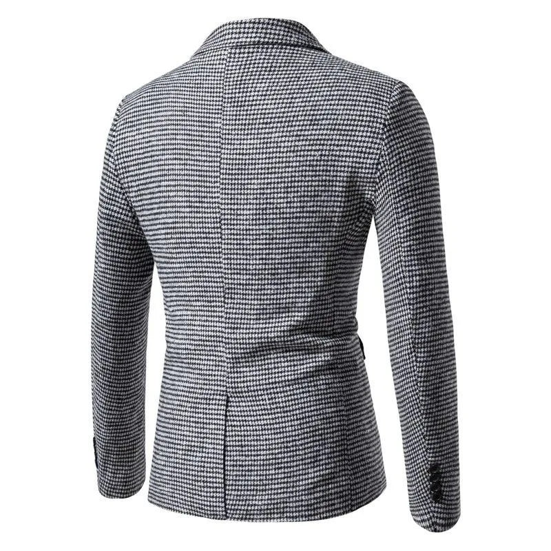 KIDWHXR 2026 Autumn Man Blazer Retro Plaid Single-breasted Male Outerwear Slim Long Sleeve Business Casual Men Suit Jacket