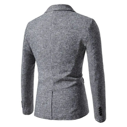 KIDWHXR 2026 Autumn Man Blazer Retro Plaid Single-breasted Male Outerwear Slim Long Sleeve Business Casual Men Suit Jacket