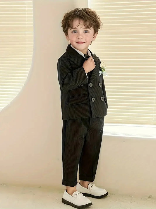 1-11 Years Boys Spring 4Pieces /Set Jacket Vest Pants Bowtie Wedding Suit Gentle Kids Birthday Dress Children Piano Host Costume