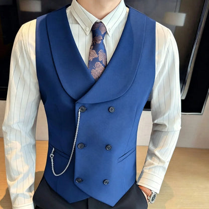 Men's Double Breasted Vest – Formal Lapel Waistcoat for Weddings & Events