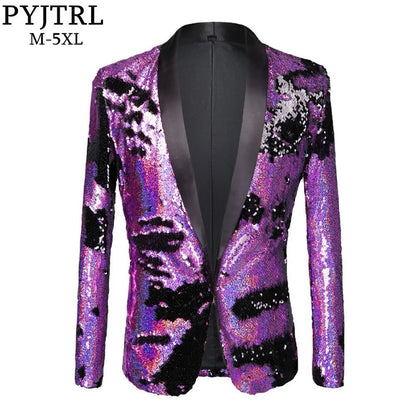 Men's Velvet Sequin Fashion Suit European And American Style Stage Clothes Handsome Trendy Clothing for Singers