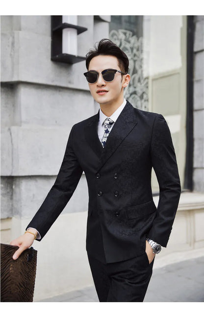 Men's Three-Piece Suit – Double Breasted Slim Fit Formal Suit for Men in Multiple Colors