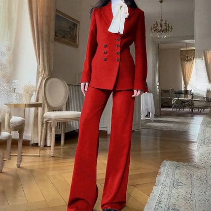 2025 New Women Casual Blazer Suit Set with Double-breasted Office Formal Pant Suit Separates Slim Fit Custom Made Traje de Mujer