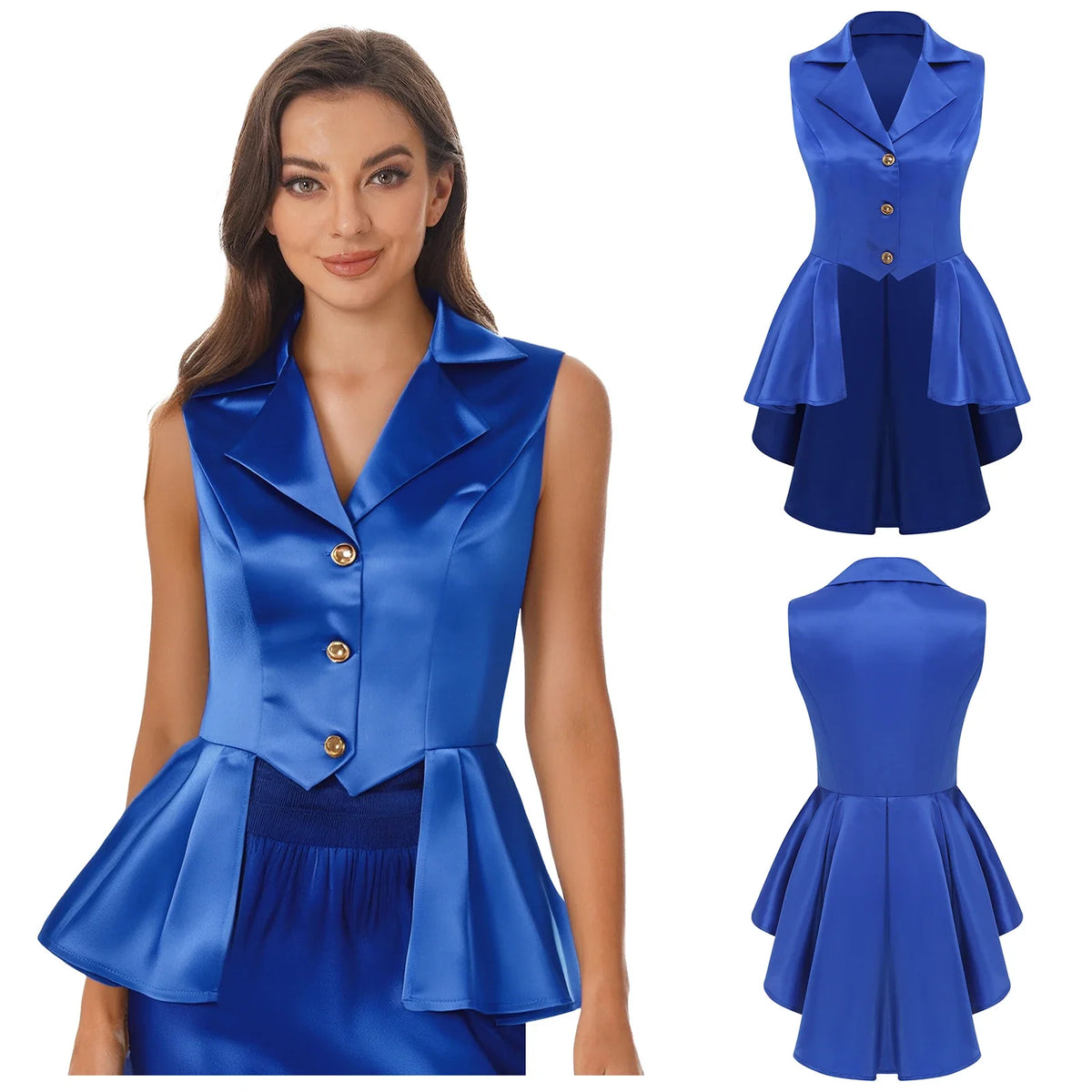 Women Sleeveless Vests Steampunk Victorian Costumes Waistcoat Jacket Top Turn-Down Collar Tuxedo Tank Top Cosplay Gothic Outfit