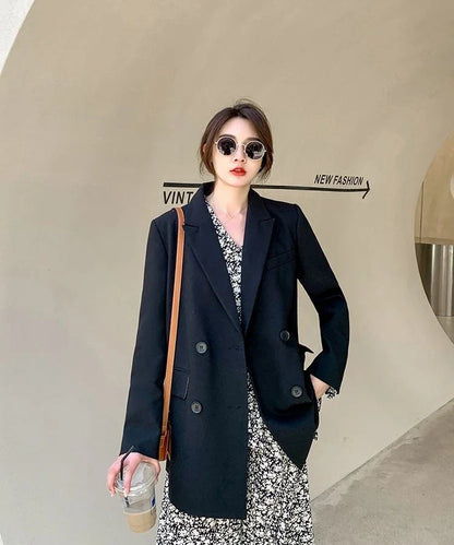 New Arrival 2025 Spring Autumn Women's Korean Loose Blazer Mid Length Solid Color Design Sense Versatile Daily Wear Student Look