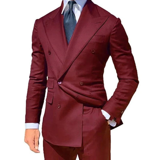 Men's Double Breasted Suit – Slim Fit Formal Wedding Set for Men (Jacket & Trousers)