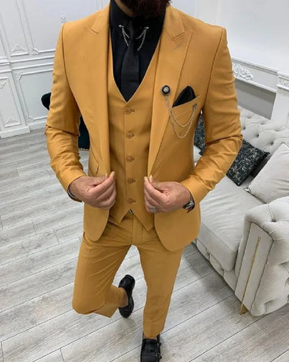 Slim Fit Men's Suits Costume Homme Wedding Tuxedo Prom Terno Masculino Blazer Groom Wear 3 Pieces Jacket+Pant+Vest