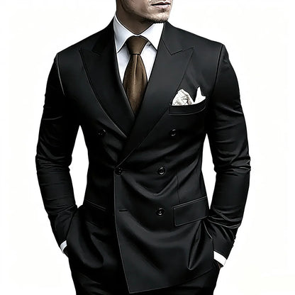 High Quality Brown Men Suits Double Breasted Bespoke Wedding Suit Peaked Lapel Formal Blazer Slim Fit  Groom Dress