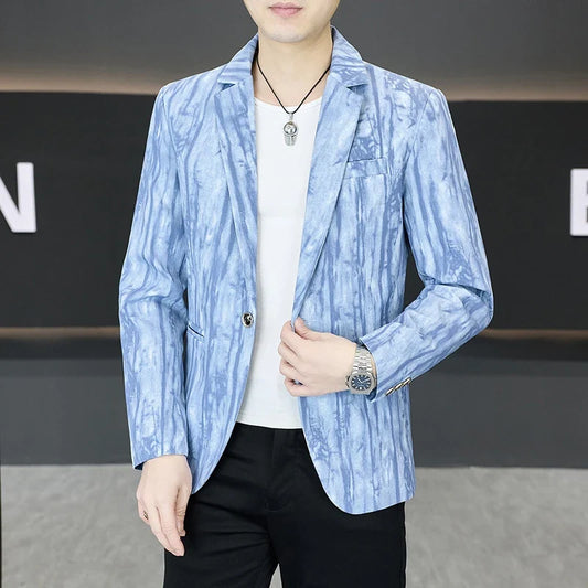 Korean Slim Fit Casual Suit Jacket for Men 2026 Spring Autumn Business Social Blazers Office Hairstylist Streetwear Jackets