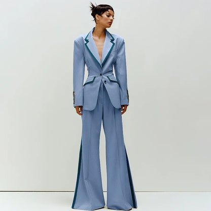 Women's Suit Slim Fit Two Piece(Blazer+Flare Trousers) Pants Set Professional Business Workwear Daily Outfit Suits for Ladies