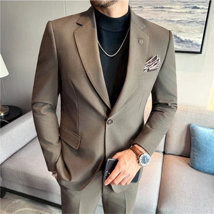 High Quality Suit Set for Men 2 Pieces (Blazer+Trouser) Office Work Party Prom Wedding Groom Business Formal Casual Suits M-5xl
