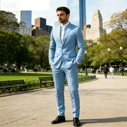 Men's Solid Color Business Terno Casual Workwear British Style Wedding Suit Performance Casual Male Suits Fashion