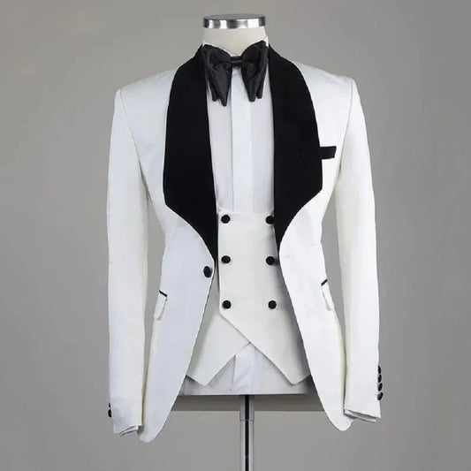 Latest White Men's Classic Suits for Wedding Handsome Groom Tuxedo Slim Fit Terno Masculino Prom Party 3 Piece