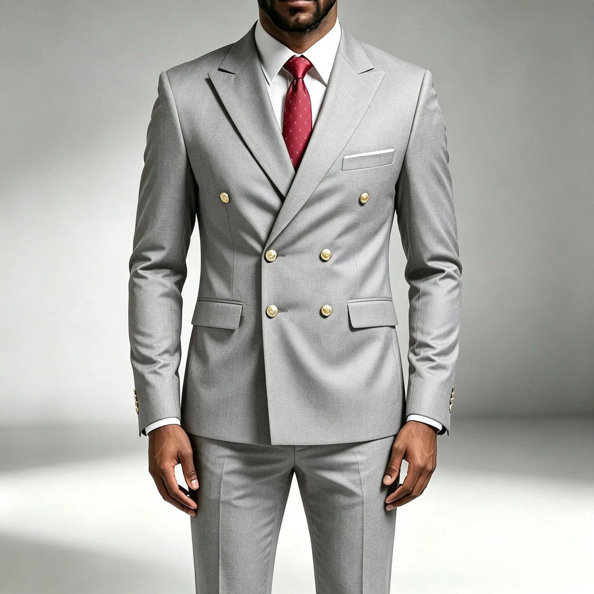 Mode Nouveau Homme Loisirs Boutique Affaires Banquet Couleur Unie Mariage Double Boutonnage Slim Fit Costume Blazers Veste Pantalon