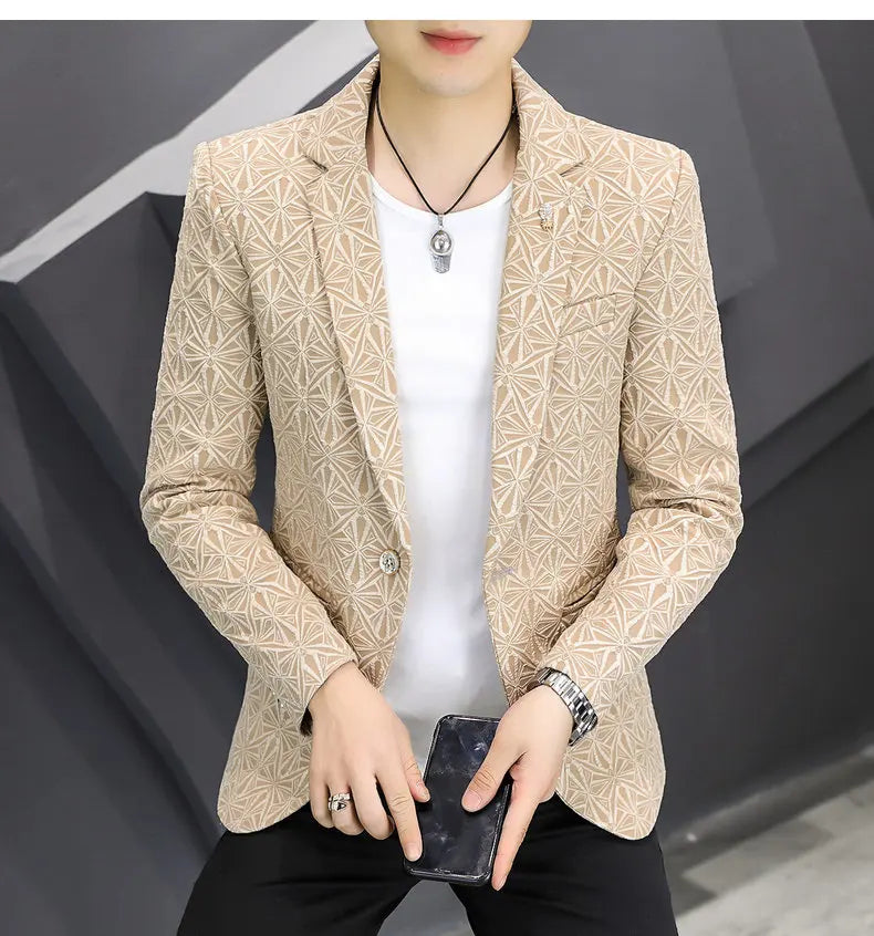 Blazer Men's Fashion Outdoor Travel Gentleman Wedding Slimming Business Versatile Trendy Casual Korean-style Formal Wear Blazer