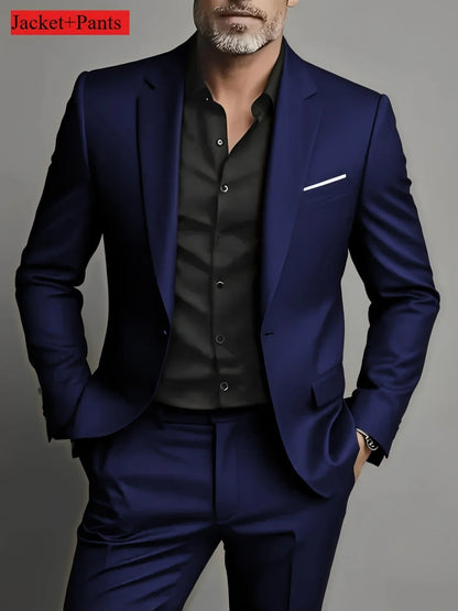 2 Pièces Costumes Homme Grande Taille Pour Mariage Marié Tuxedos Bal Ensembles Blazer Homme D'affaires Trajes De Hombre