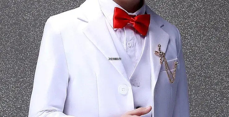 Boys Formal Suit Set White Single Breasted Kids Wedding Tuxedo
