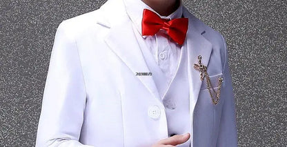 Boys Formal Suit Set White Single Breasted Kids Wedding Tuxedo