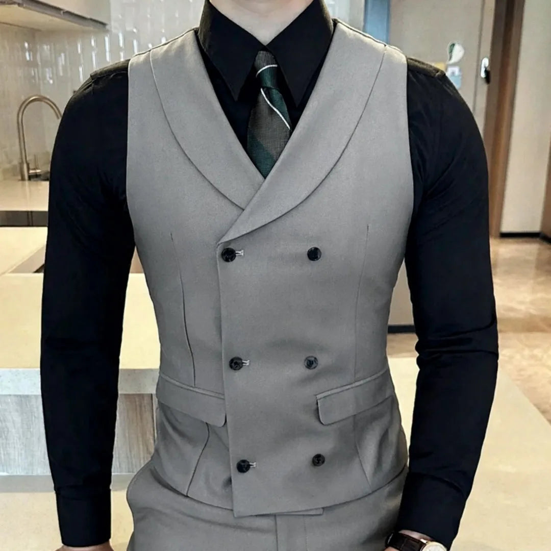Men's Vest Double Breasted Lapel Waistcoat for Weddings and Formal Occasions