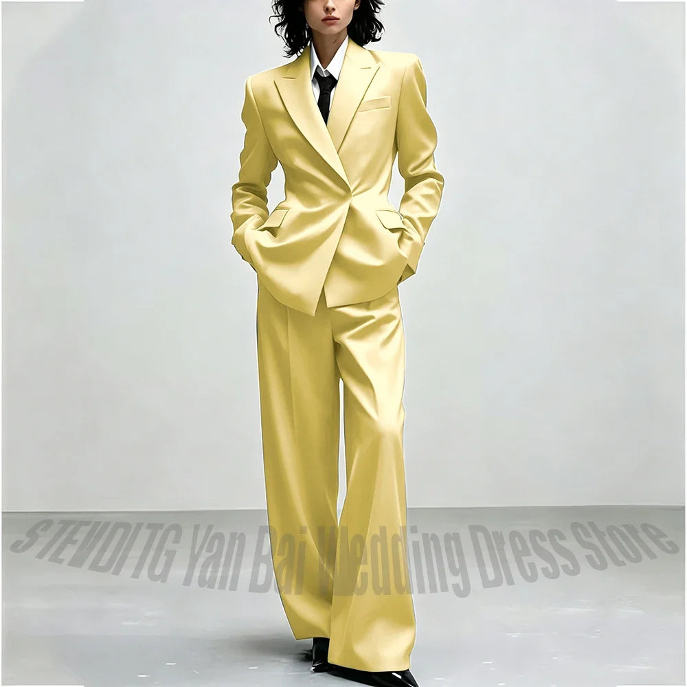 Casual Women Suit Trendy Solid Black Long Sleeve Lapel Straight Fashion Jacket Pants All-Match Shopping Street Style Daily Wear