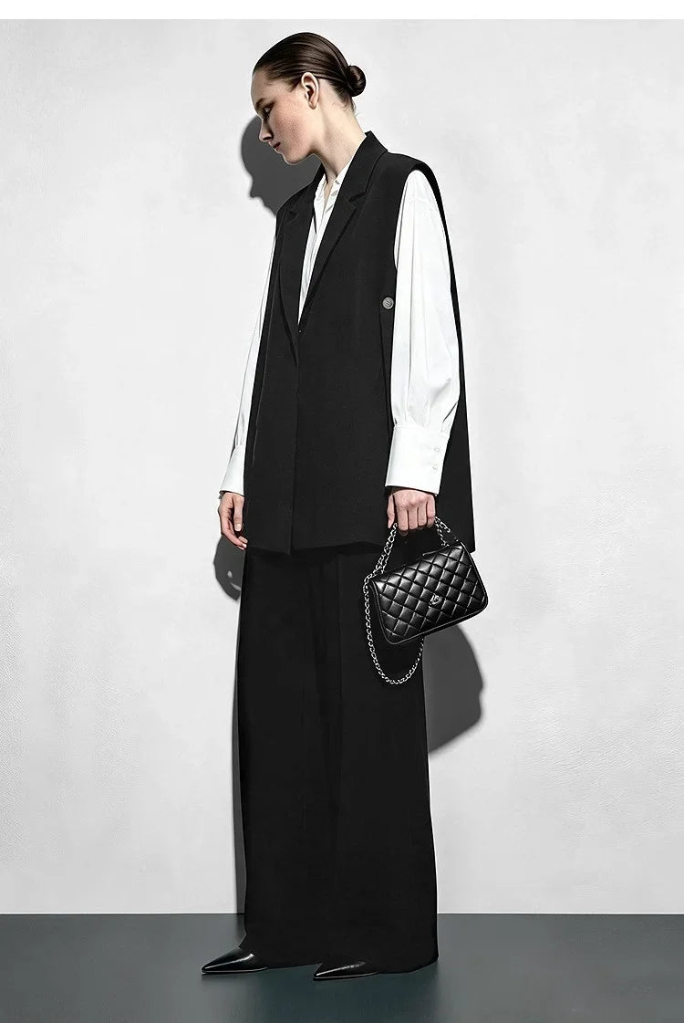 Women Lapel Collar Vest Jacket Loose Long Draped Construction Minimalist Commuter Coats Woman Autumn Outfit 2026 12623085