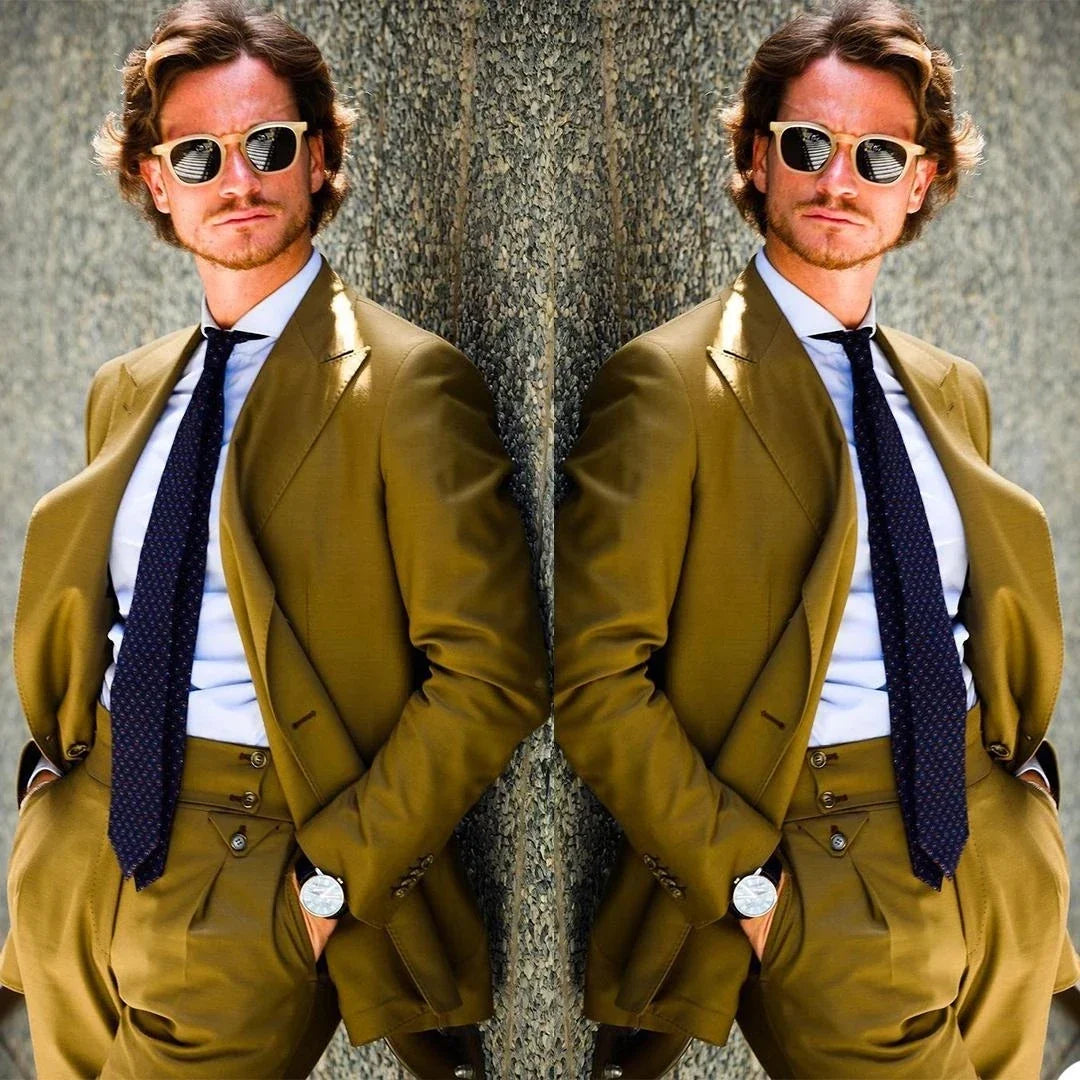 New Fashion 2022 Peak Lapel Costume Homme Mens Suits 2 Pcs Grooms Wedding Tuxedos Terno Masculino Slim Fit Prom Jacket+Pant