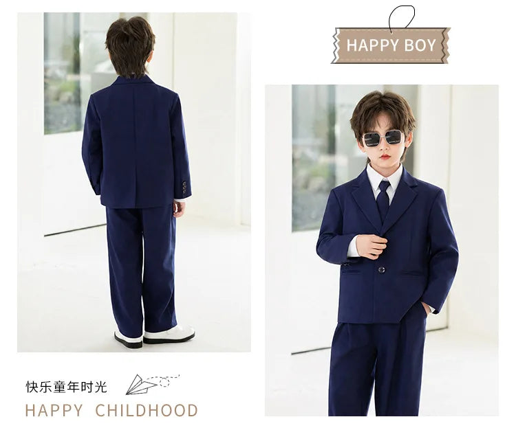 2026 New Flower Boys Wedding Dress Kids Birthday Party Outfit Children's Piano Host Speech Performance Costume