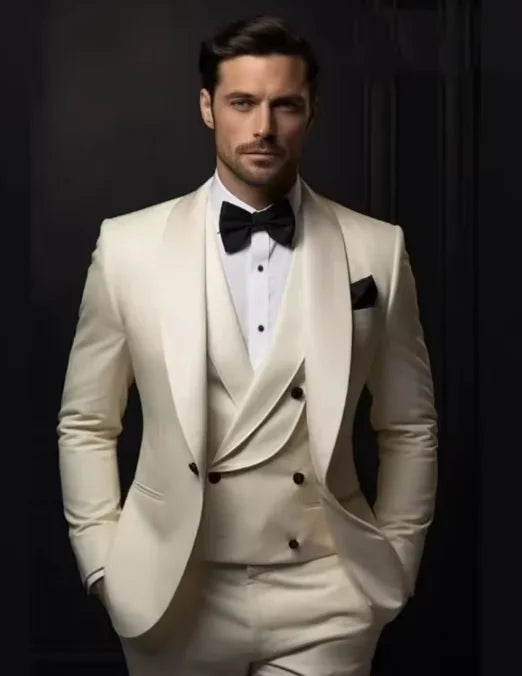 Solid Color Three Piece Suit Studio Suit Performance Suit Korean Version Slim Fit Host Gown Men's Groomsman Costume