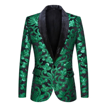 Men's Velvet Sequin Fashion Suit European And American Style Stage Clothes Handsome Trendy Clothing for Singers