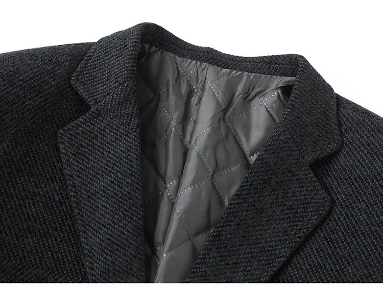 Men's Fleece Blazer Smart Casual Single Breasted Suit Jacket for Middle-Aged Men Autumn Winter
