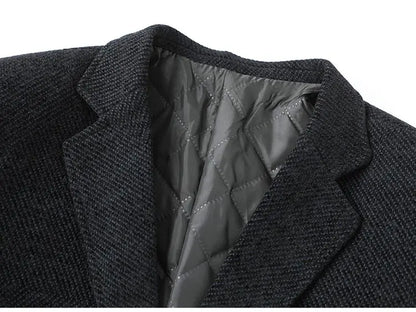 Men's Fleece Blazer Smart Casual Single Breasted Suit Jacket for Middle-Aged Men Autumn Winter
