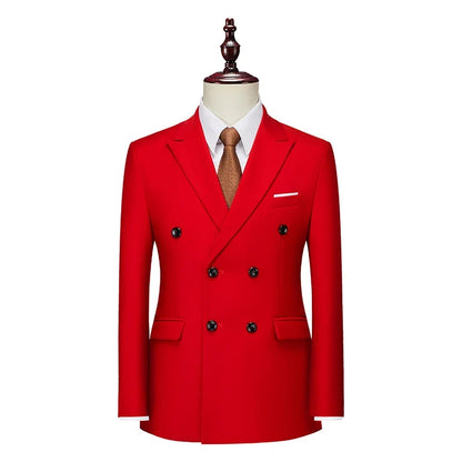 Male Blazer Men's Fashion Business Handsome British Style Casual Slim Solid Color Wedding Work Four Season Style Blazers M-6XL