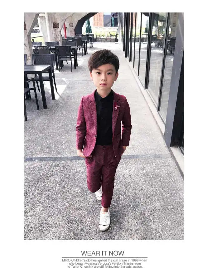 Kids Wedding Ceremony Slim Suit Children Formal Blazers Pants 2Pcs Photography Clothes Good Quality Baby Boys Handsome Suit