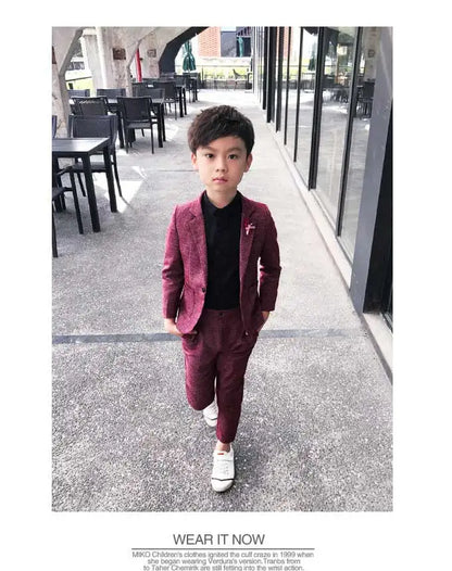 Kids Wedding Ceremony Slim Suit Children Formal Blazers Pants 2Pcs Photography Clothes Good Quality Baby Boys Handsome Suit