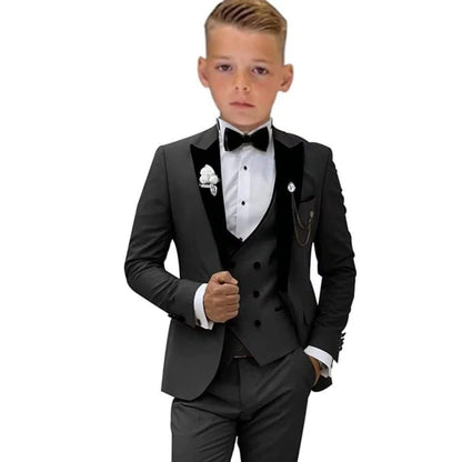 Boys 4-Piece Formal Suit Set – Slim Fit Blazer, Vest, Pants & Bow Tie for Weddings & Graduations