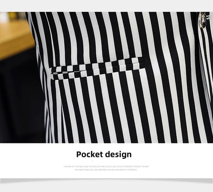 Men's Slim Fit Striped Casual Suit Jacket Korean Fashion Four Seasons New Boutique Handsome Small Suit