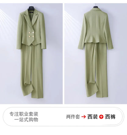 Fashionable professional women's clothing, high-quality two-piece pants + blazer, elegant temperament, beautiful charming