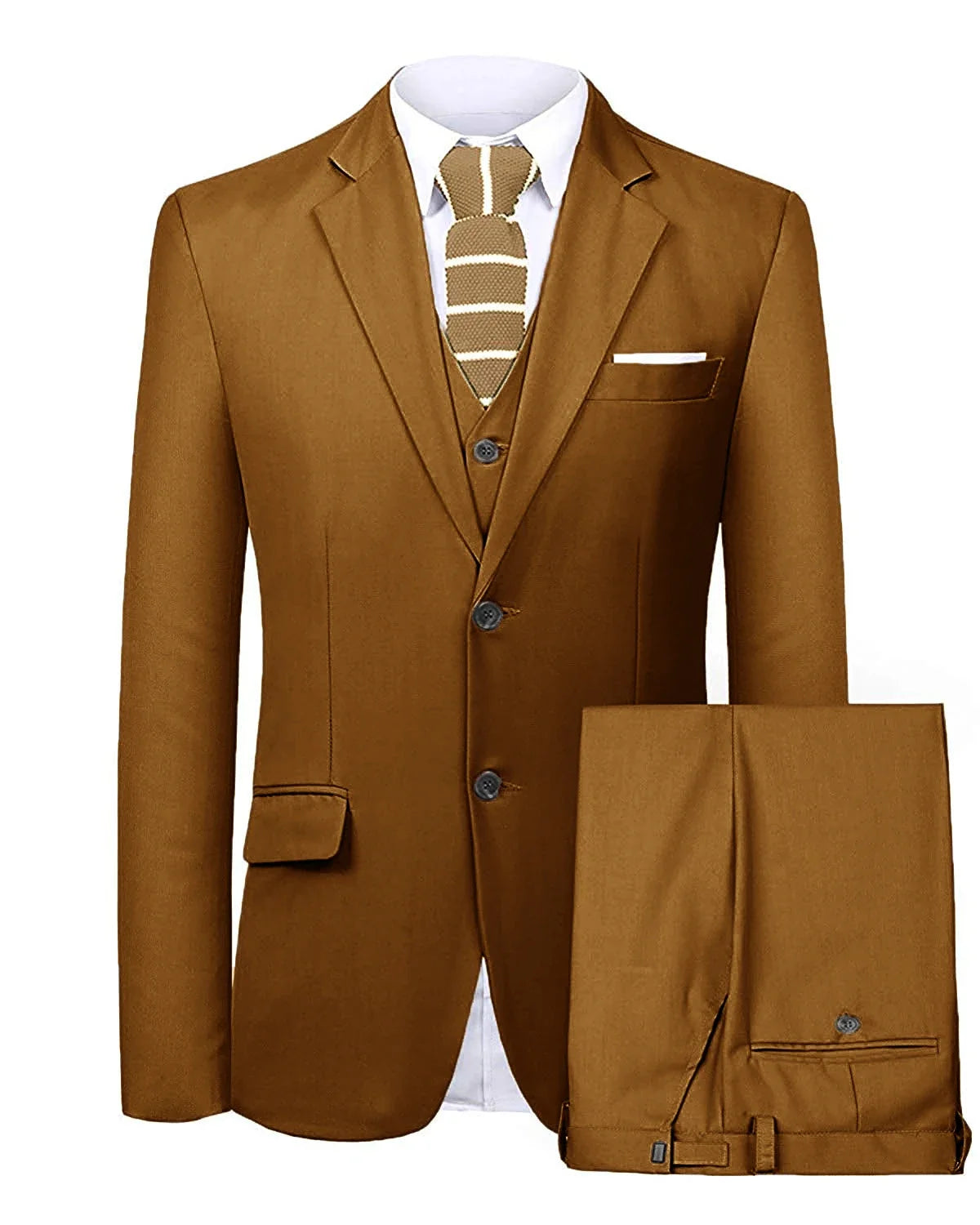 Men's 3 Pieces Suit Two Buttons Notch Lapel Jacket Waistcoat and Trousers Dinner Wedding Tuxedos Slim Fit Formal Business Suits