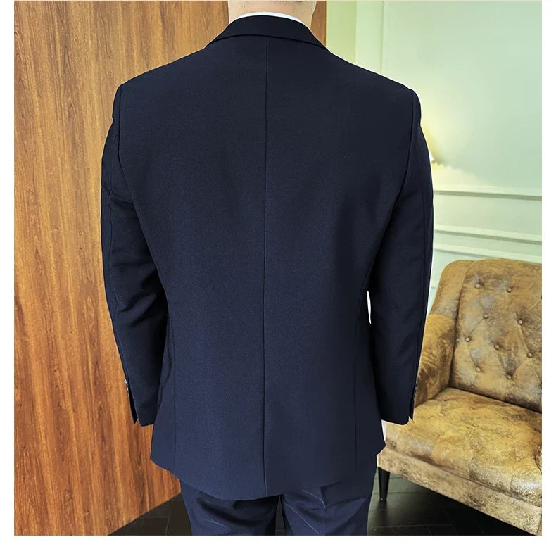 Men's 2-Piece Suit Blazer and Pants Solid Color Smart Casual Business Wedding