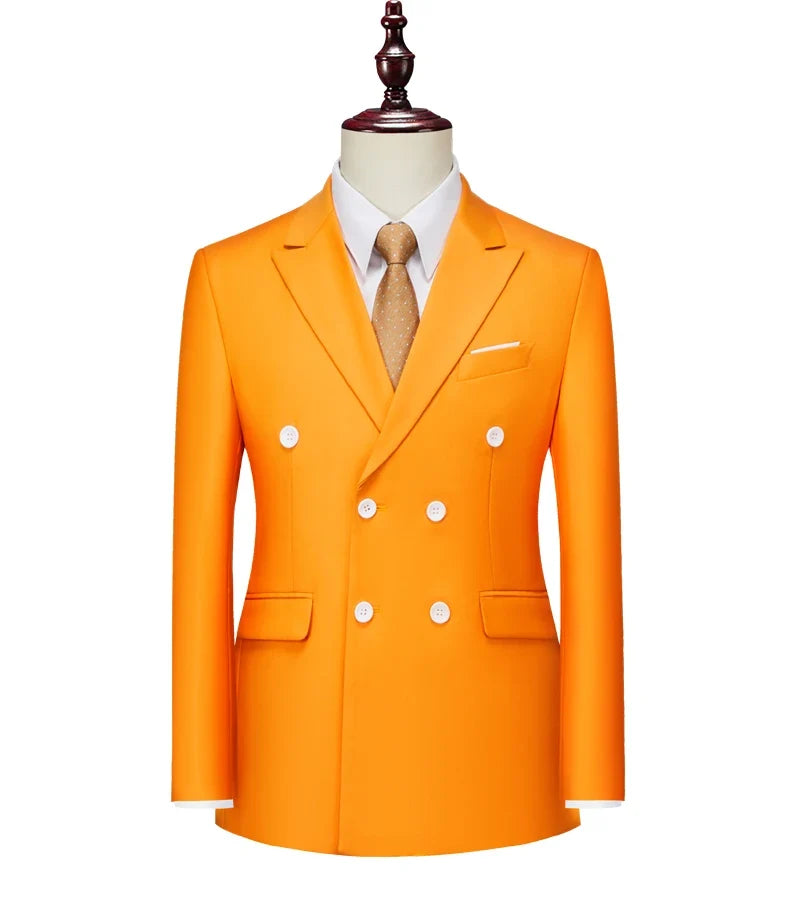 Male Blazer Men's Fashion Business Handsome British Style Casual Slim Solid Color Wedding Work Four Season Style Blazers M-6XL