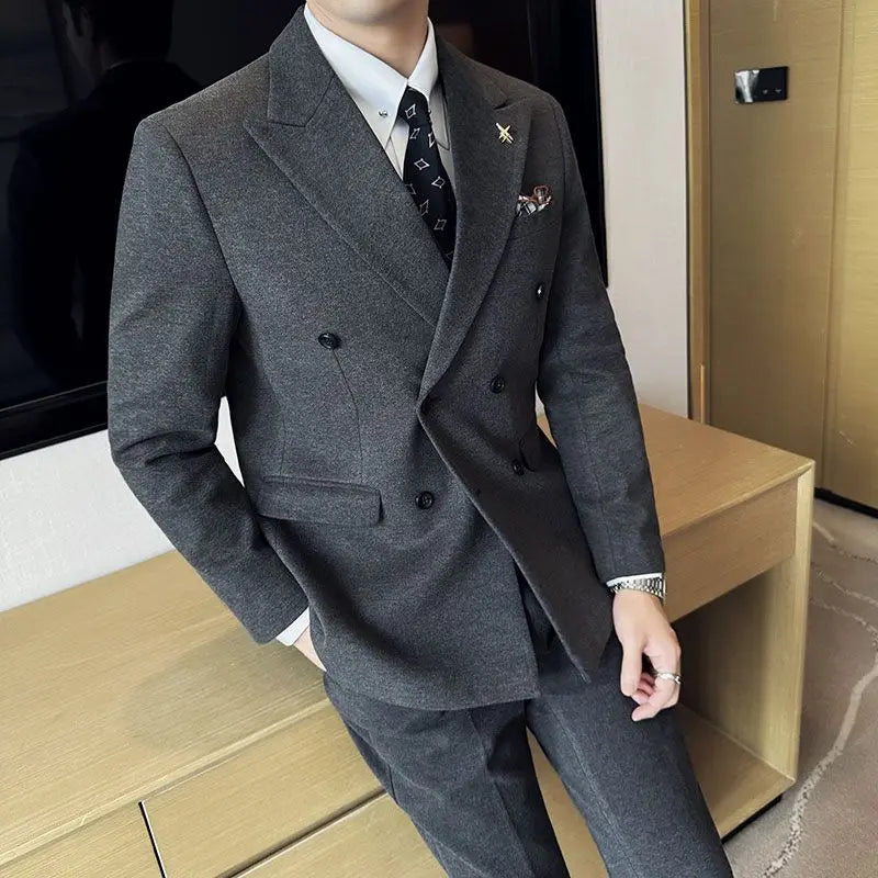 Men's Tuxedo Suit 3 Piece Set Slim Fit Bead Decoration One Button for Wedding Groom & Dinner